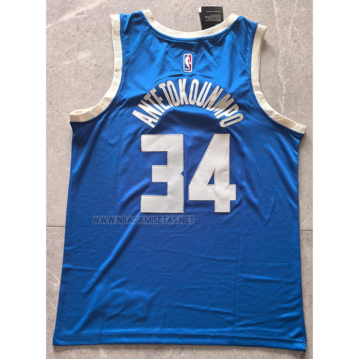 Camiseta Milwaukee Bucks Giannis Antetokounmpo NO 34 Ciudad 2024-25 Azul